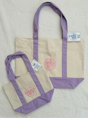 Trader Joe's Lavender Canvas Tote Bag Bundle - Large Tote and Mini Tote